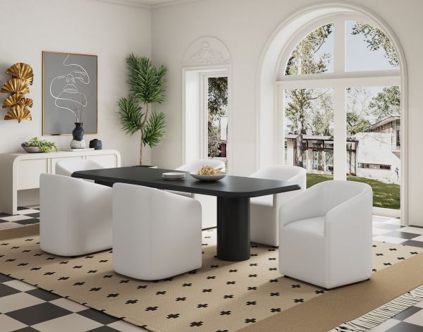 Anna Round Vegan Leather Armchair in White