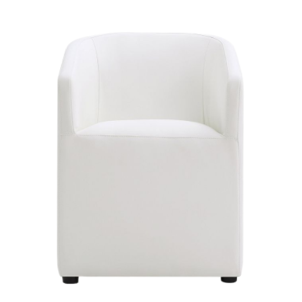 Anna Round Vegan Leather Armchair in White