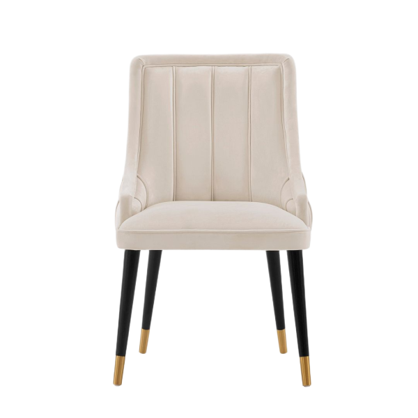 Eda Wood Upholstered Accent Chair in Cream