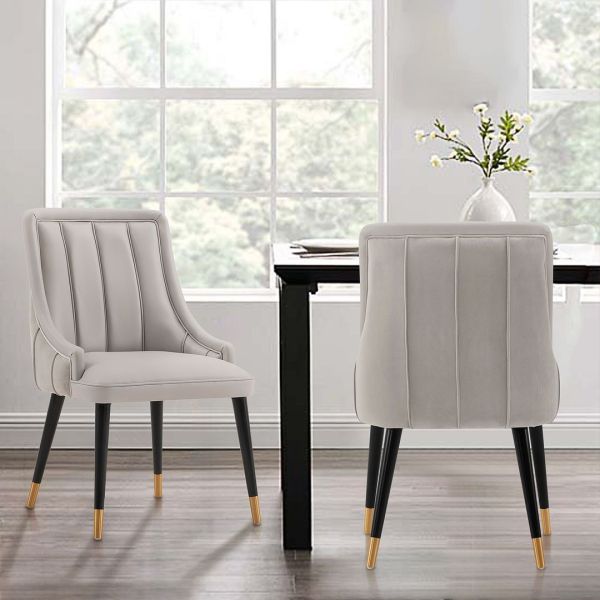 Eda Wood Upholstered Accent Chair in Light Grey