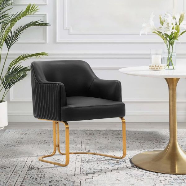 Raya Wood Vegan Leather Accent Chair