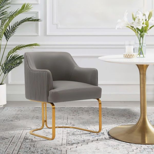 Raya Wood Vegan Leather Accent Chair in Taupe