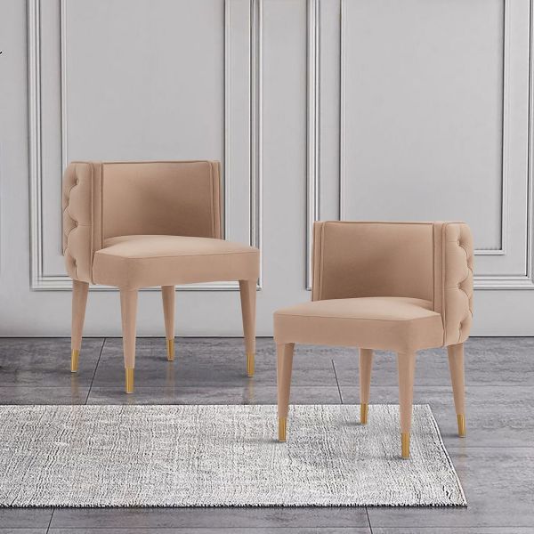 Maya Velvet Accent Chair in Nude