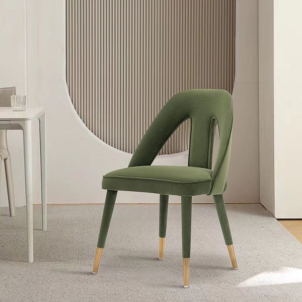 Neda Upholstered Velvet Accent Chair in Olive Green