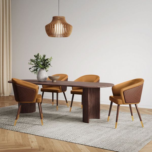 Reeva Wood Vegan Leather Accent Chair