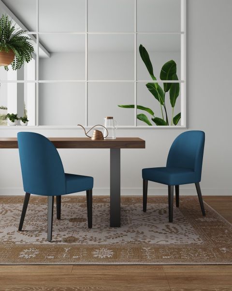 Hillman Wood Upholstered Dining Chair in Blue - Set of 2