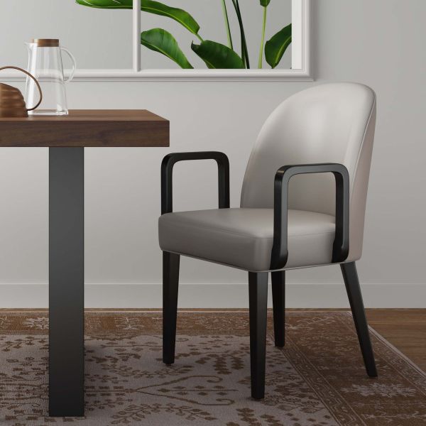Hillman Wood Upholstered Armchair in Light Grey