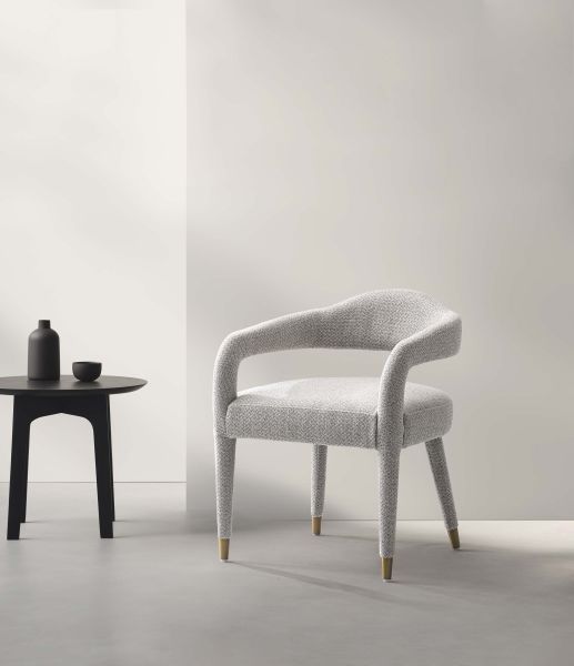 Aspen Upholstered Tweed Armchair in Silver Lining