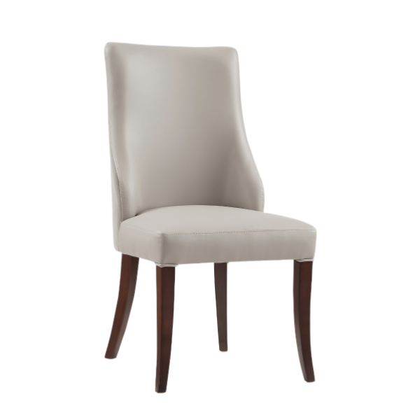 Connie Wood Vegan Leather and Velvet Accent Chair in Light Grey - Set of 2