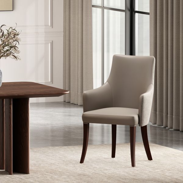 Connie Wood Vegan Leather and Velvet Armchair