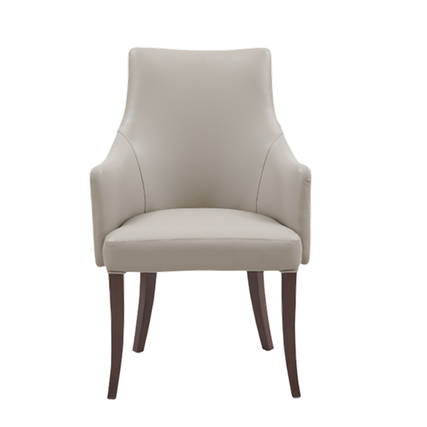 Connie Wood Vegan Leather and Velvet Armchair in Light Grey