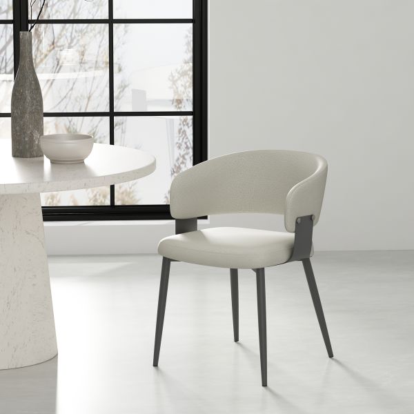 Luce Metal Textured Vegan Leather Dining Chair in Oatmeal