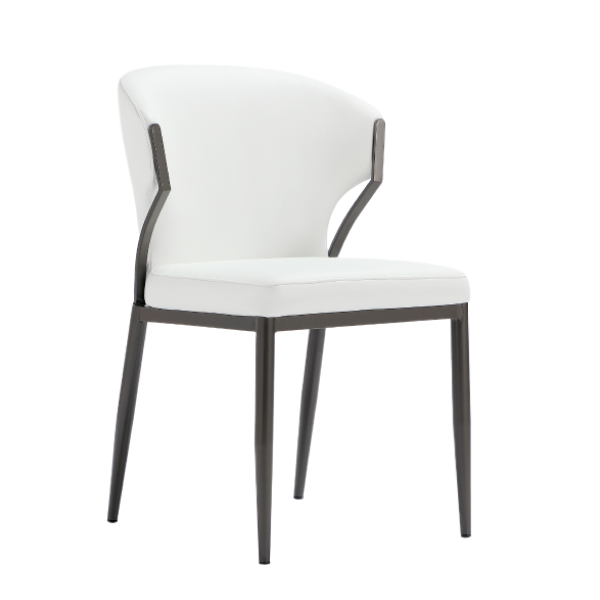Kirsten Metal Vegan Leather Dining Chair in White - Set of 2