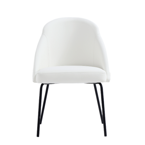 Gracie Metal Vegan Leather Dining Chair in White and Black