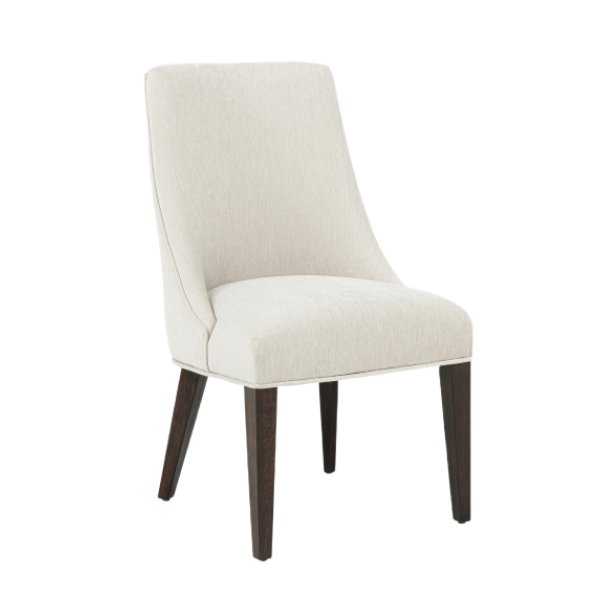 Beever Wood Chenille Dining Chair in Cream - Set of 2