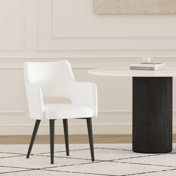 Tremont Metal Vegan Leather Armchair in White