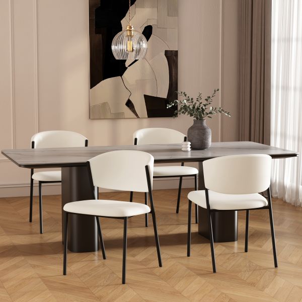 Drift Metal Vegan Leather Side Chair - Set of 4