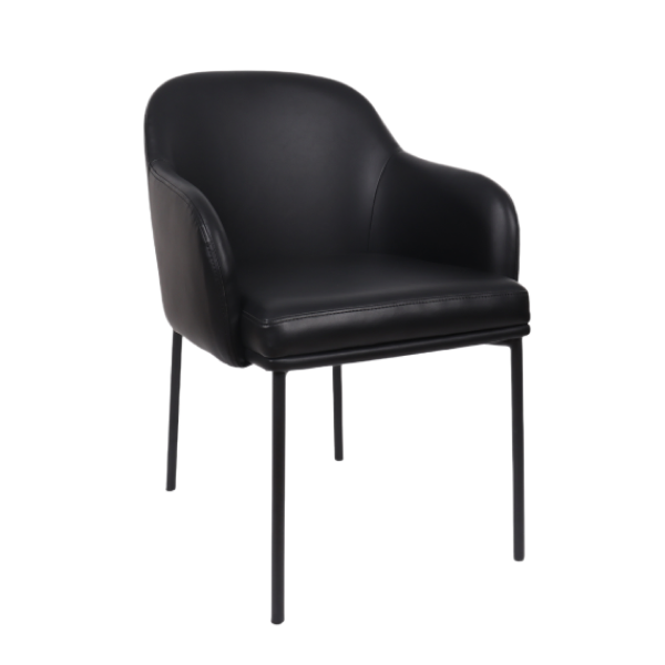 Loft Metal Vegan Leather Armchair in Black - Set of 2