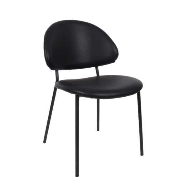 Haven Metal Vegan Leather Side Chair in Black - Set of 4