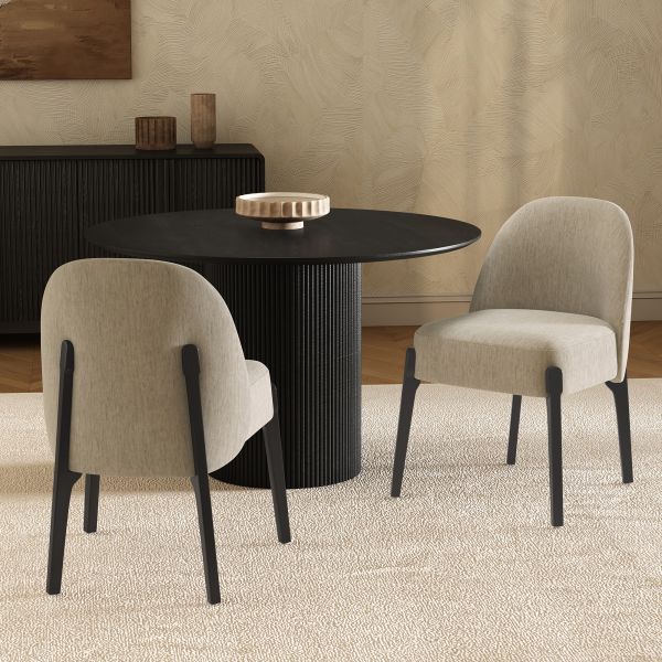 Oslo Chenille Wood Side Chair in Taupe - Set of 2