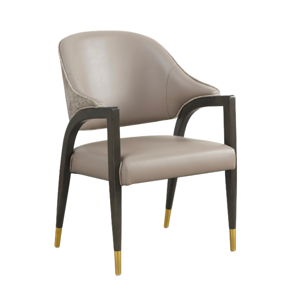 Collette Wood Upholstered Armchair in Taupe