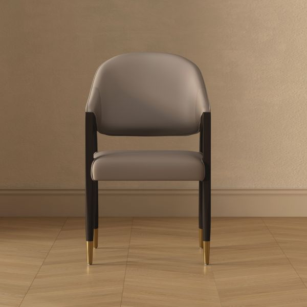 Collette Wood Upholstered Armchair in Taupe