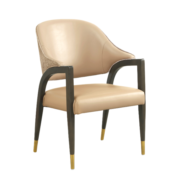 Collette Wood Upholstered Armchair in Tan