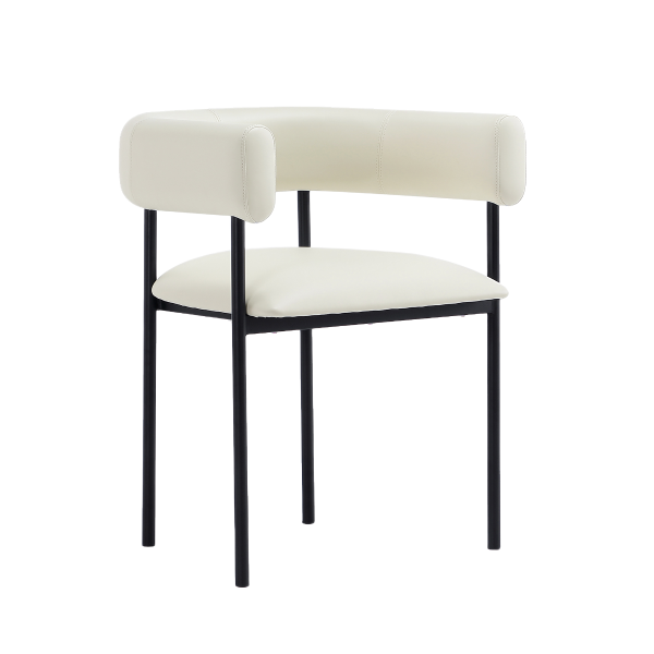 Onda Metal Vegan Leather Dining Chair in Ivory