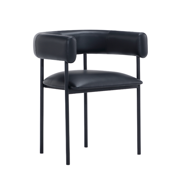 Onda Metal Vegan Leather Dining Chair in Black