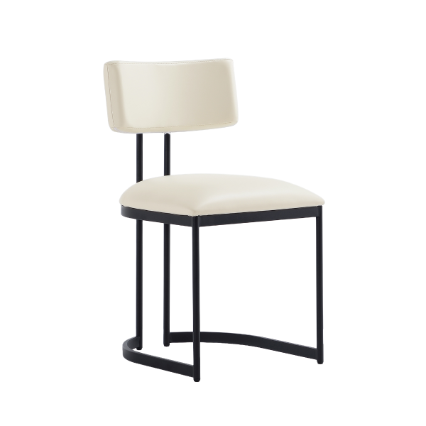 Juno Metal Vegan Leather Side Chair in Cream - Set of 2