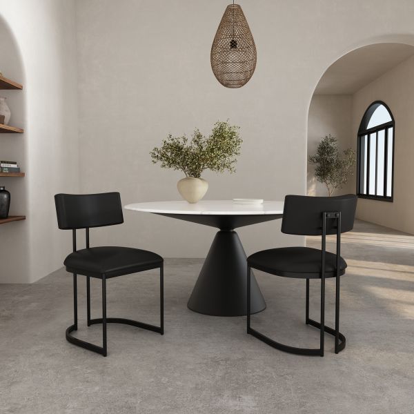 Juno Vegan Leather Metal Side Chair - Set of 2