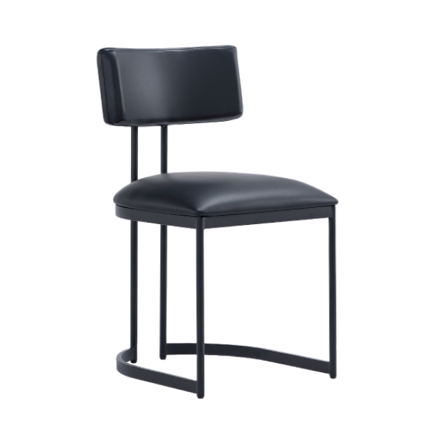 Juno Metal Vegan Leather Side Chair in Black - Set of 2