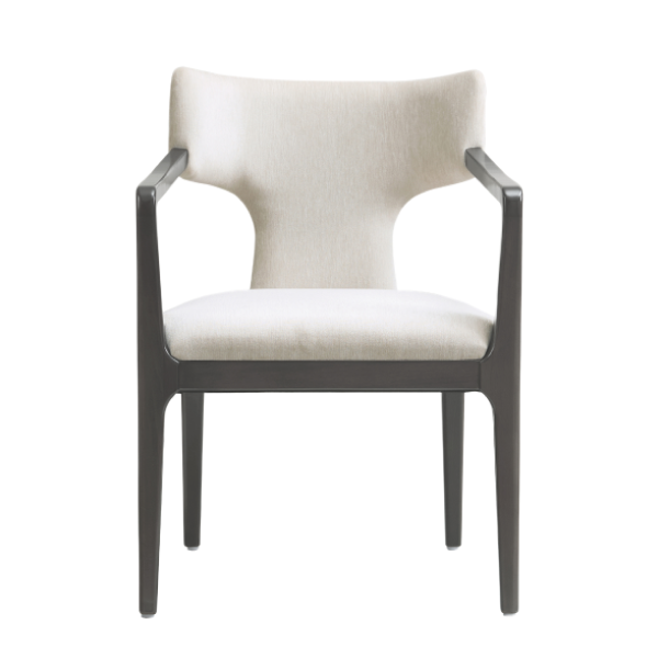 Eloria Wood Chenille Armchair in Cream