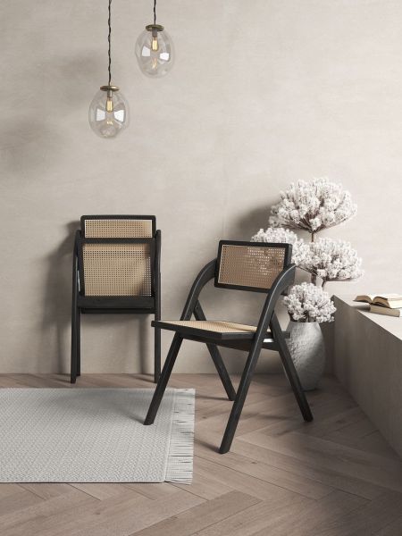 Lambinet Wood Folding Chair in Black and Natural - Set of 2