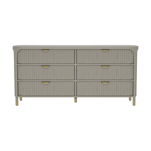 Park 68" Solid Wood Dresser in Gray (6-Drawer)