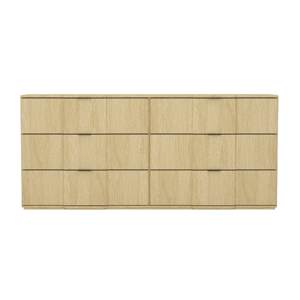 Clive 72" Dresser in Natural Oak and Gold (6-Drawer)