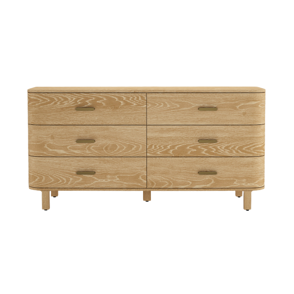 Solara 68" Solid Wood Dresser in Natural Oak (6-Drawer)