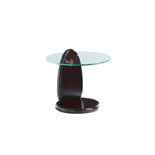 Artesia Glass Top Wood End Table in Walnut