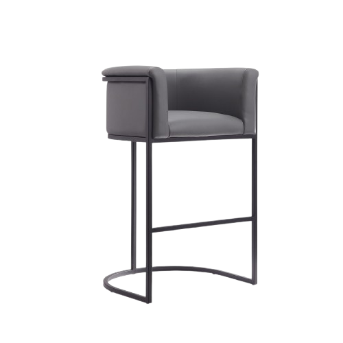 Cosmopolitan Metal Upholstered Barstool in Weathered Grey