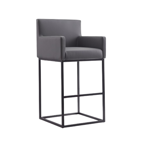 Ambassador Metal Upholstered Barstool in Weathered Grey