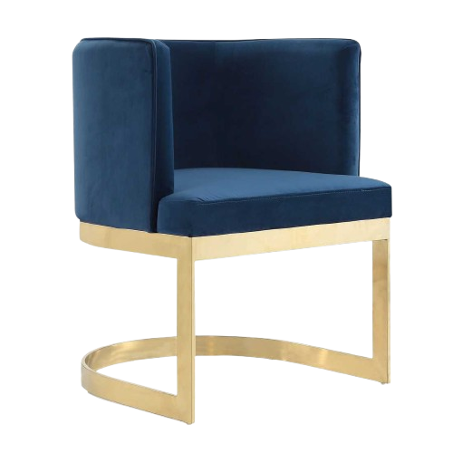 Aura Metal Velvet Accent Chair in Royal Blue