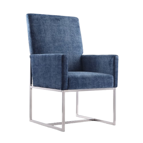Element Metal Velvet Accent Chair in Blue