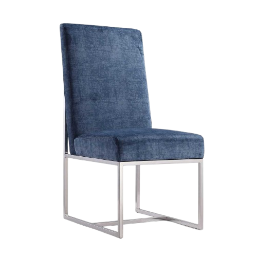 Element Metal Velvet Dining Chair in Blue