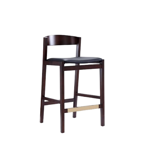 Klismos Wood Upholstered Counter Stool in Black