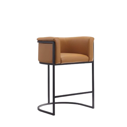 Cosmopolitan Metal Upholstered Counter Stool in Camel