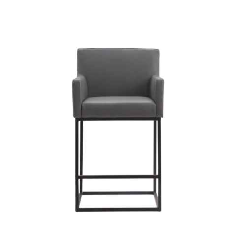 Ambassador Metal Upholstered Counter Stool in Weathered Grey