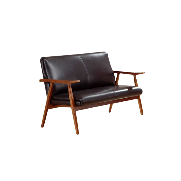 ArchDuke Wood Vegan Leather Loveseat in Black