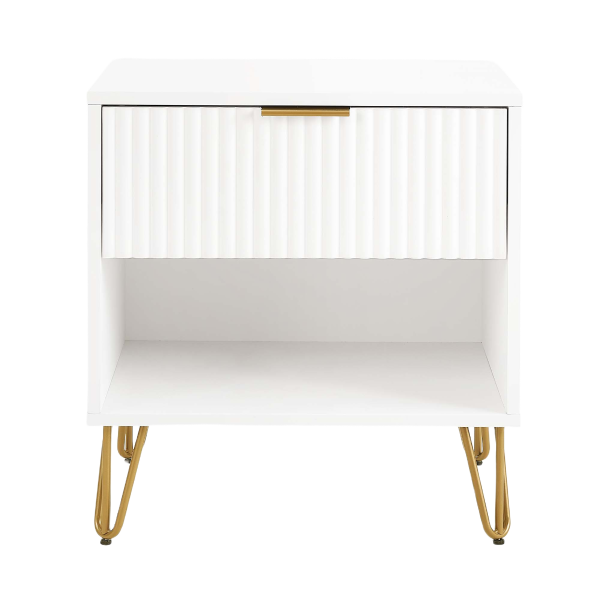 Dumbo 20" Fluted Nightstand in White (1-Drawer)