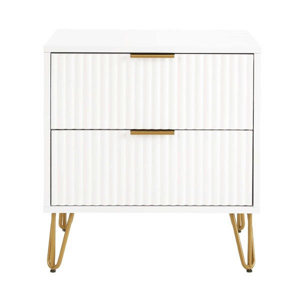 Dumbo 20" Fluted Nightstand in White (2-Drawer)