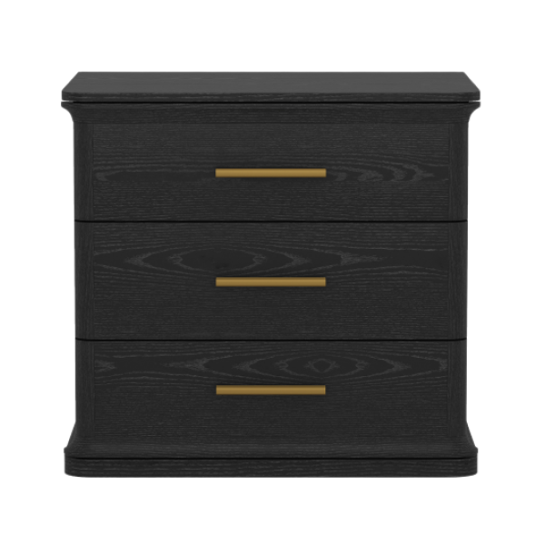 Clifford Nightstand in Black (3-Drawer)